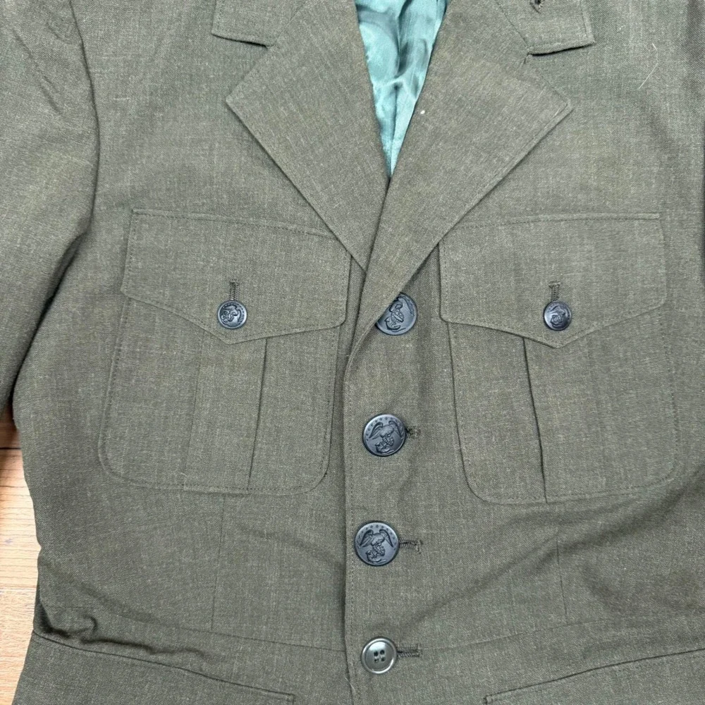 Vintage US Marine Corps Men 38R Military Service Alpha Uniform Jacket Green Wool